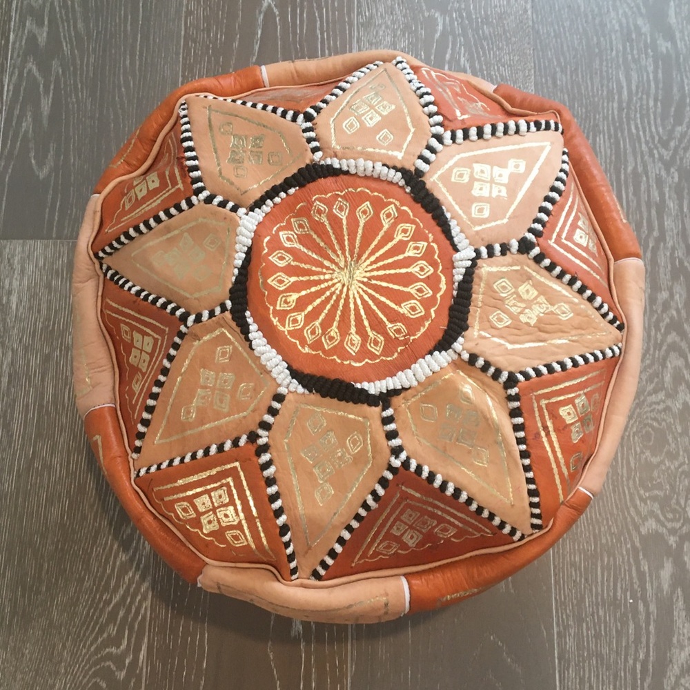 Stuffed Authentic Moroccan Round Pouf